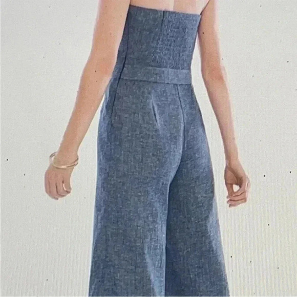CHICO’S - NWT Black Label - Twill Chambray Strapless Jumpsuit/Romper (00) Size 2 - Picture 3 of 11